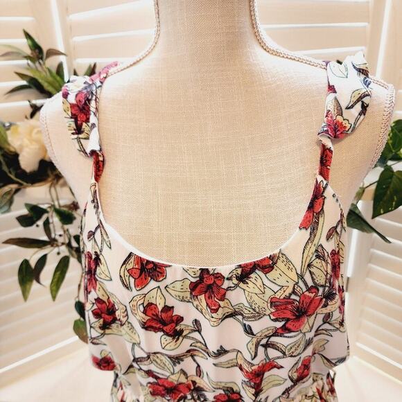 FREE PEOPLE DEAR YOU BACK LESS RUFFLE FLORAL ORANGE GREEN SIZE MED - Picture 6 of 9